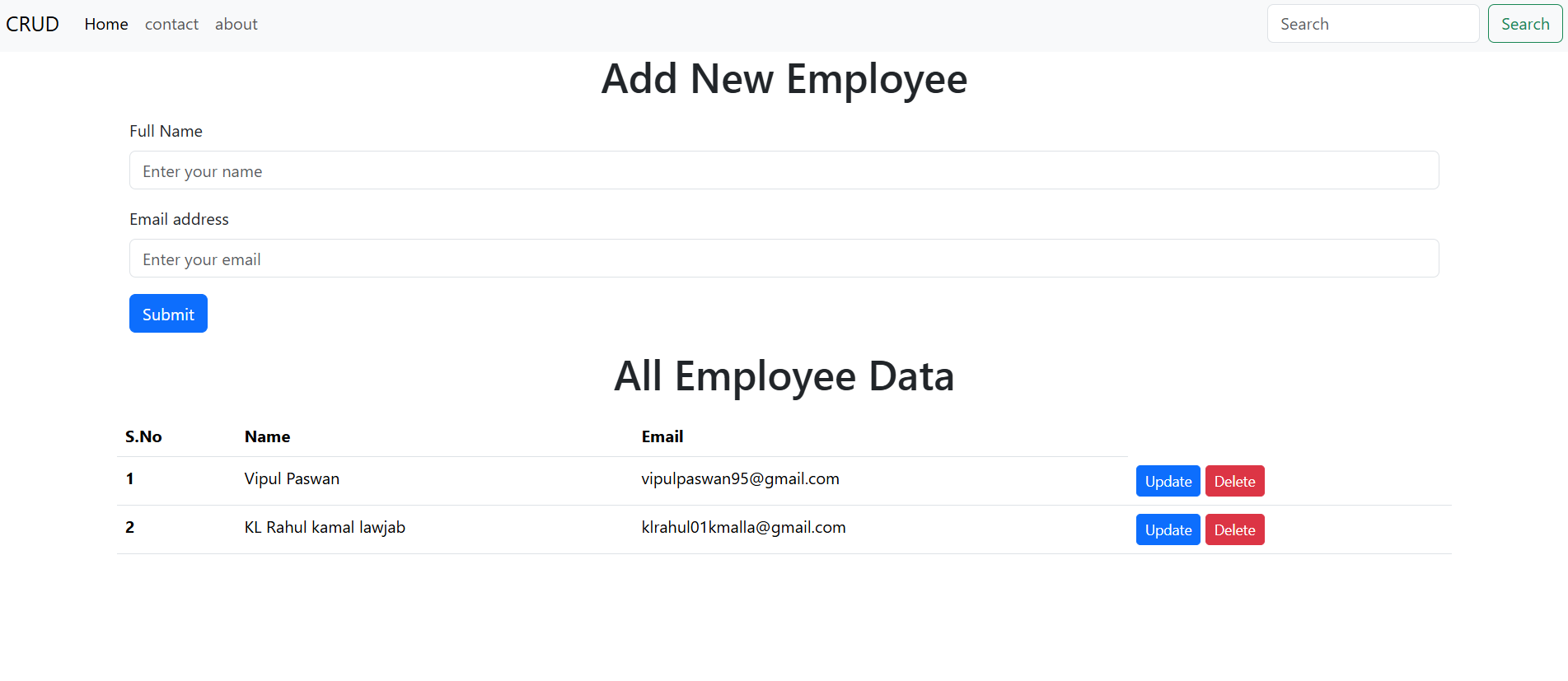 File CRUD Operations project screenshot