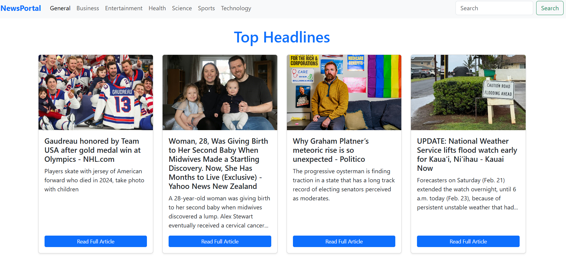 News API Integration project screenshot